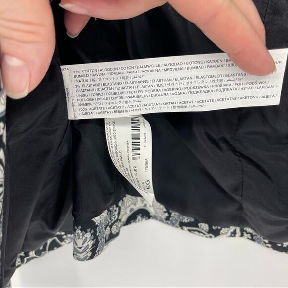 MNG Collection Paisley Navy White Print Blazer Size 10 Gardencore Fairycore - Picture 11 of 16